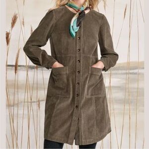 Poetry Gray-Green Corduroy Button-front dress UK16/US12